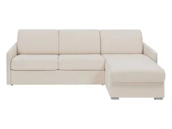 Sofá De Canto Convertivel Abertura Rapida E Reversivel Tecido Bege, Cama 140 Cm E Colchão 14 Cm - Calife