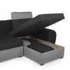 Sofá De Canto Convertivel Em Cama E Reversivel Em Tecido Bicolor Preto E Cinzento Claro - Gaby