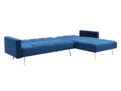 Sofá De Canto Convertivel Reversivel Clic-Clac Em Veludo Azul-Real - Nieto