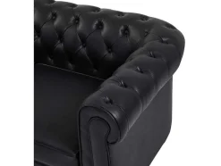 Sofá De Canto Esquerdo Chesterfield Em Couro Preto - Toledo