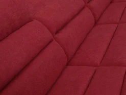 Sofá De Canto Panorâmico Modular Em Tecido E Pele Sintéticabicolor Vermelho E Preto - Canto Esquerdo - Boileau