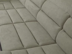 Sofá De Canto Panorâmico Modular Em Tecido E Pele Sintéticabicolor Bege E Castanho - Canto Direito - Boileau