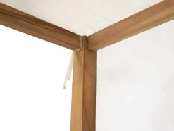 Sofá De Jardim Com Dossel Em Teca Natural Claro E Cinzento - Ovani