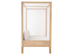 Sofá De Jardim Com Dossel Em Teca Natural Claro E Cinzento - Ovani