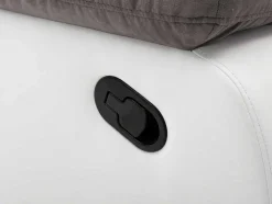 Sofá De 2 Lugares Articulado Manual Em Microfibra E Pele Sintética - Cinza E Branco - Tolzano