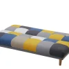Sofá De 3 Lugares Clic-Clac Em Tecido E Cores Patchwork Cinza, Azul E Amarelo - Mardag