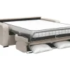 Sofá De 3 Lugares Convertivel Abertura Rapida Em Veludo Canelado Creme Colchão De 18 Cm - Bevis
