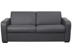 Sofá De 3 Lugares Convertivel Abertura Rapida Em Couro Cinza Colchão 18 Cm - Bevis