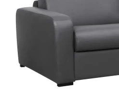 Sofá De 3 Lugares Convertivel Abertura Rapida Em Couro Cinza Colchão 18 Cm - Bevis