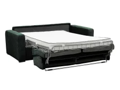 Sofá De 4 Lugares Convertivel Abertura Rapida Veludo Canelado Verde, Cama De Ripas Largas, Colchão De 18 Cm - Mondovi