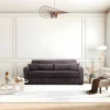 Sofá De 4 Lugares Convertivel Abertura Rapida Veludo Canelado Castanho, Cama De 160 Cm, Colchão De 18 Cm - Mondovi