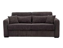 Sofá De 4 Lugares Convertivel Abertura Rapida Veludo Canelado Castanho, Cama De 160 Cm, Colchão De 18 Cm - Mondovi