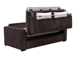 Sofá De 3 Lugares Convertivel Abertura Rapida Veludo Canelado Castanho, Cama De 140 Cm, Colchão De 18 Cm - Mondovi