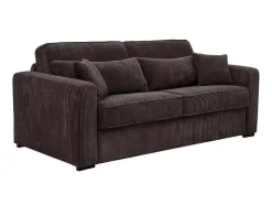 Sofá De 3 Lugares Convertivel Abertura Rapida Veludo Canelado Castanho, Cama De 140 Cm, Colchão De 18 Cm - Mondovi