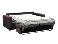 Sofá De 3 Lugares Convertivel Abertura Rapida Veludo Canelado Castanho, Cama De 140 Cm, Colchão De 18 Cm - Mondovi