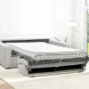 Sofá De 3 Lugares Convertivel Abertura Rapida Veludo Canelado Bege, Cama De Ripas Largas 140 Cm, Colchão De 18 Cm - Mondovi