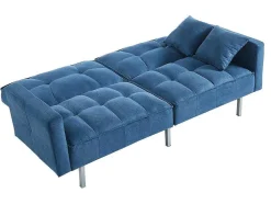 Sofá De 3 Lugares Convertivel Clic-Clac Em Tecido Miney - Azul