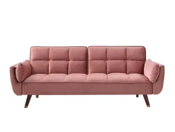 Sofá De 3 Lugares Convertivel Clic-Clac Em Veludo Cor-De-Rosa - Gulcan