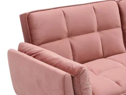 Sofá De 3 Lugares Convertivel Clic-Clac Em Veludo Cor-De-Rosa - Gulcan