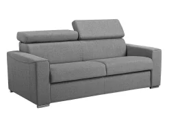 Sofá De 3 Lugares Convertivel De Abertura Rapida Em Tecido Vizir - Cinza - Cama De Ripas Largas 140 Cm - Colchão De 18 Cm Com Memória De Forma