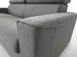 Sofá De 3 Lugares Convertivel De Abertura Rapida Em Tecido Vizir - Cinza - Cama De Ripas Largas 140 Cm - Colchão De 18 Cm Com Memória De Forma