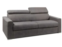 Sofá De 4 Lugares Convertivel De Abertura Rapida Em Tecido Vizir - Cinza - Cama De Ripas Largas De 160 Cm - Colchão De 22 Cm Com Memória De Forma
