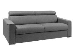 Sofá De 4 Lugares Convertivel De Abertura Rapida Em Tecido Vizir - Cinza - Cama De Ripas Largas De 160 Cm - Colchão De 22 Cm Com Memória De Forma