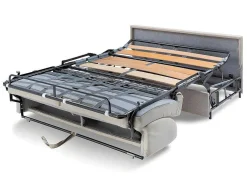 Sofá De 4 Lugares Convertivel De Abertura Rapida Em Tecido Vizir - Cinza - Cama De Ripas Largas De 160 Cm - Colchão De 22 Cm Com Memória De Forma