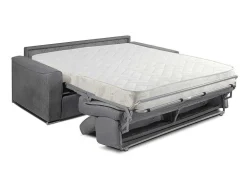 Sofá De 4 Lugares Convertivel De Abertura Rapida Em Tecido Vizir - Bege - Cama De Ripas Largas De 160 Cm - Colchão De 18 Cm