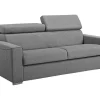 Sofá De 3 Lugares Convertivel De Abertura Rapida Em Tecido Vizir - Cinza - Cama De Ripas Largas De 140 Cm - Colchão De 18 Cm