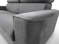Sofá De 3 Lugares Convertivel De Abertura Rapida Em Tecido Vizir - Cinza - Cama De Ripas Largas De 140 Cm - Colchão De 18 Cm