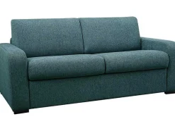 Sofá De 3 Lugares Convertivel De Abertura Rapida Em Tecido Cor Azul Bevis - Colchão De 14 Cm