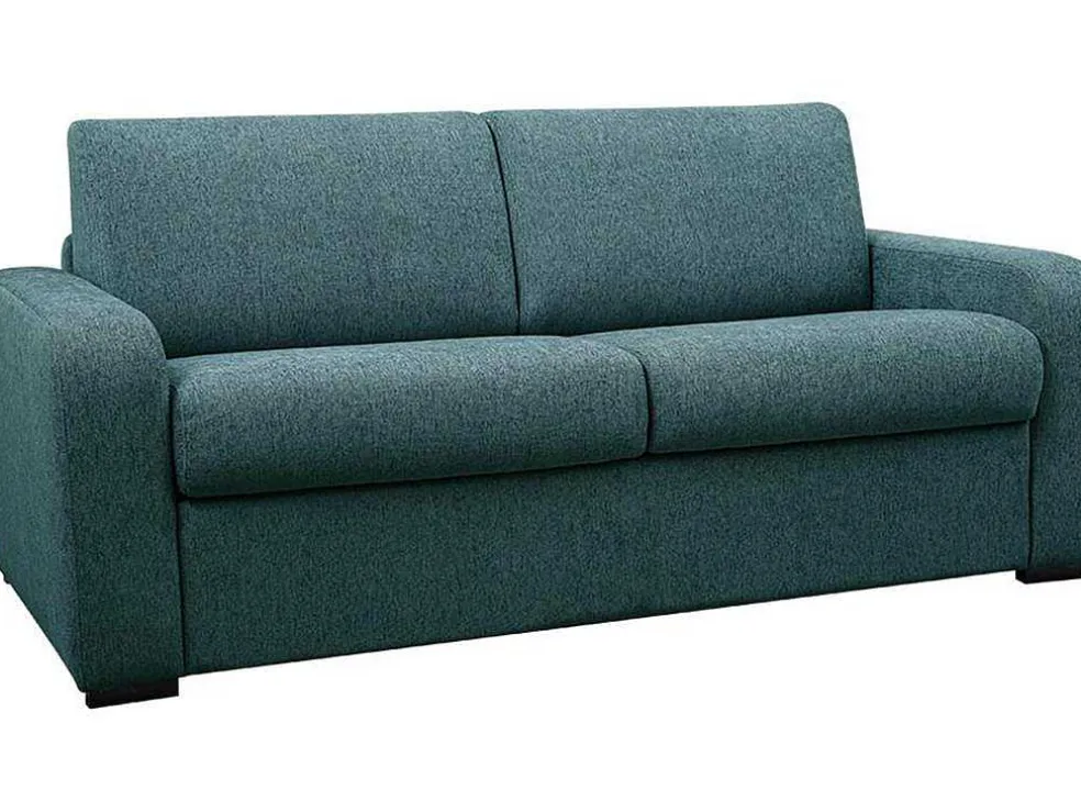 Sofá De 3 Lugares Convertivel De Abertura Rapida Em Tecido Cor Azul Bevis - Colchão De 14 Cm