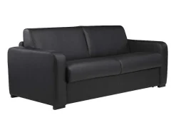 Sofá De 3 Lugares Convertivel Em Cama Expresso Em Pele Preto - Bevis