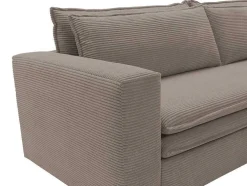 Sofá De 3 Lugares Convertivel Em Veludo Canelado Taupe - Tilia