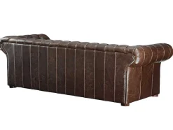 Sofá De 3+2+1 Lugares 100% Couro Envelhecido Estilo Chesterfield - Clotaire