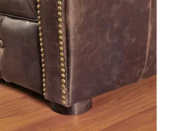 Sofá De 3+2 Lugares 100% Couro Envelhecido Estilo Chesterfield - Clotaire