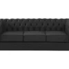 Sofá De 3 Lugares Em Pele De Bufalo - Preto - Chesterfield