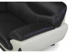 Sofá De 2 Lugares Em Pele Sintética Bicolor Preto E Branco - Indice