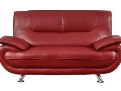 Sofá De 2 Lugares Em Pele Sintética Vermelho - Nigel