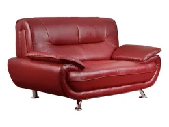 Sofá De 2 Lugares Em Pele Sintética Vermelho - Nigel