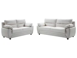 Sofá De 3+2 Lugares Em Pele Sintética Branco - Manoa