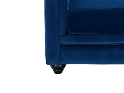 Sofá De 3+2 Lugares Em Veludo Cor Azul Real - Chesterfield