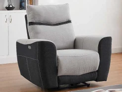 Sofá De 3 Lugares E Poltrona Articulados Eletricos Em Tecido Cinzento E Antracite - Damon