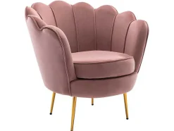 Sofá De 2 Lugares E Poltrona Forma De Concha Veludo Cor-De-Rosa - Dandelion