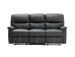Sofá De 3 Lugares E Poltrona Relax Em Pele Sintética Cor Preto - Canby