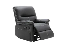 Sofá De 3 Lugares E Poltrona Relax Em Pele Sintética Cor Preto - Canby