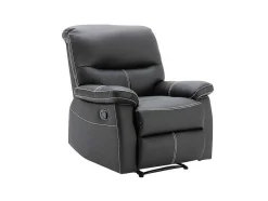Sofá De 3 Lugares E Poltrona Relax Em Pele Sintética Cor Preto - Canby