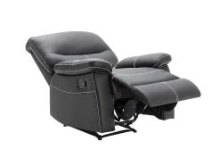 Sofá De 3 Lugares E Poltrona Relax Em Pele Sintética Cor Preto - Canby