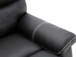 Sofá De 3 Lugares E Poltrona Relax Em Pele Sintética Cor Preto - Canby